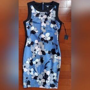 Tommy Hilfiger Floral Blue and Black Cocktail Dress Size 6